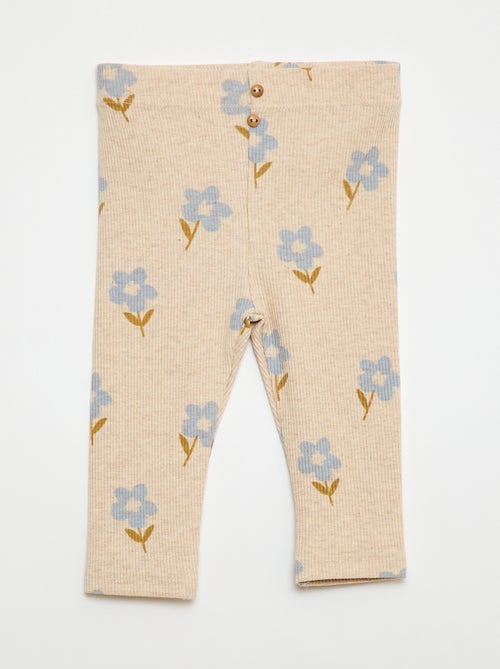 Lange gerippte Leggings mit Muster - Kiabi