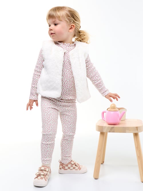 Lange gerippte Leggings mit Muster - Kiabi