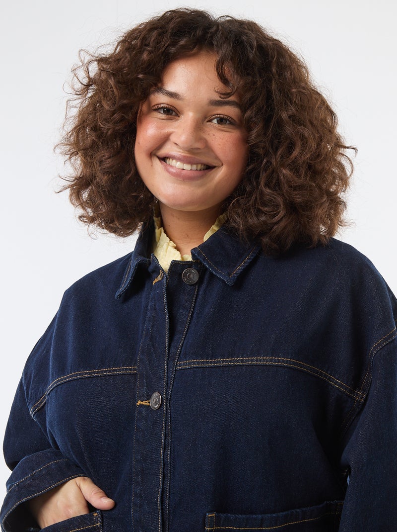 Lange Jeansjacke Blau - Kiabi