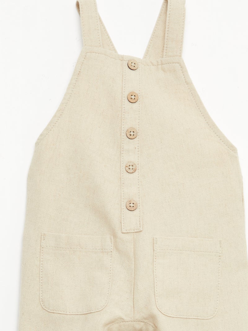 Lange Latzhose aus Leinenmischung Beige - Kiabi