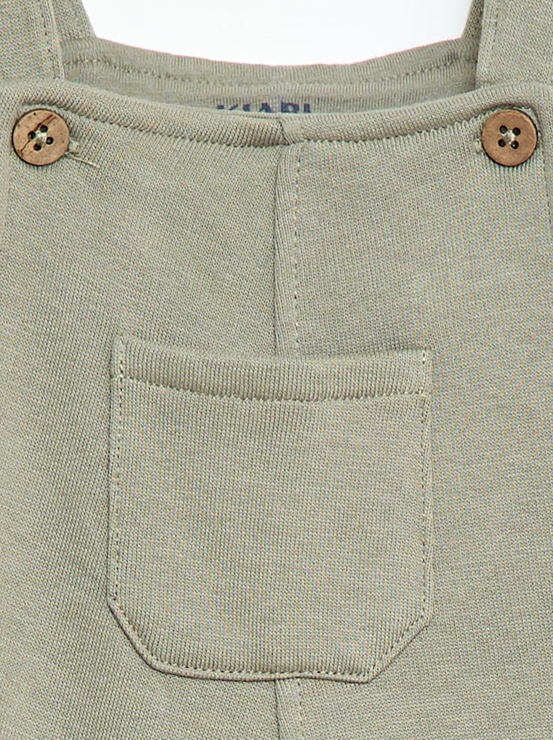Lange Molton-Latzhose mit verstellbaren Trägern Khakigrün - Kiabi