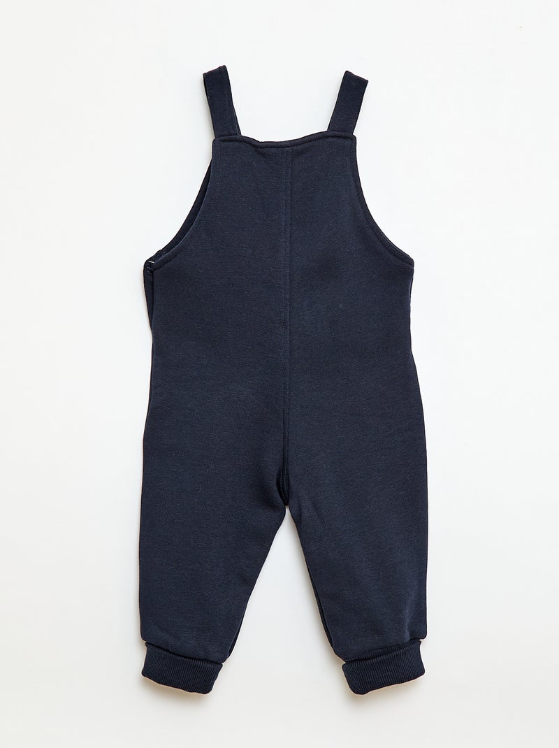 Lange Molton-Latzhose mit verstellbaren Trägern Marineblau - Kiabi