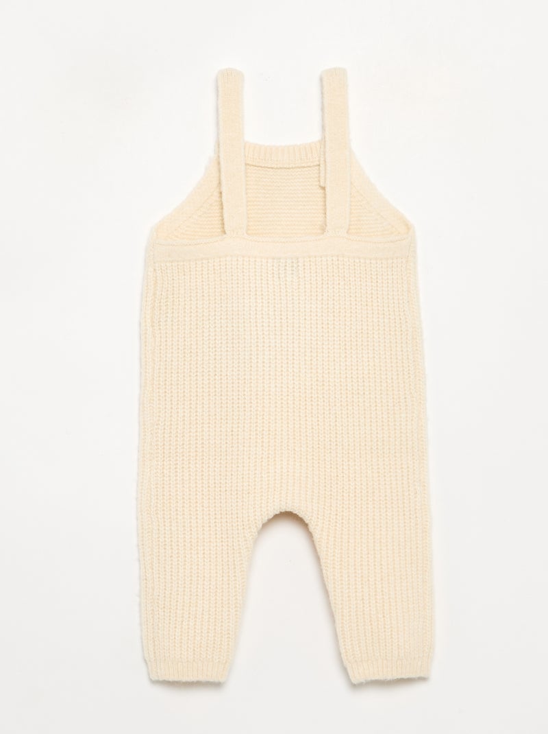 Lange Strick-Latzhose Ecru - Kiabi