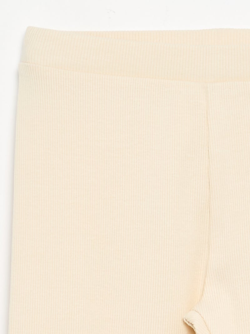 Lange unifarbene Ripp-Leggings Ecru - Kiabi