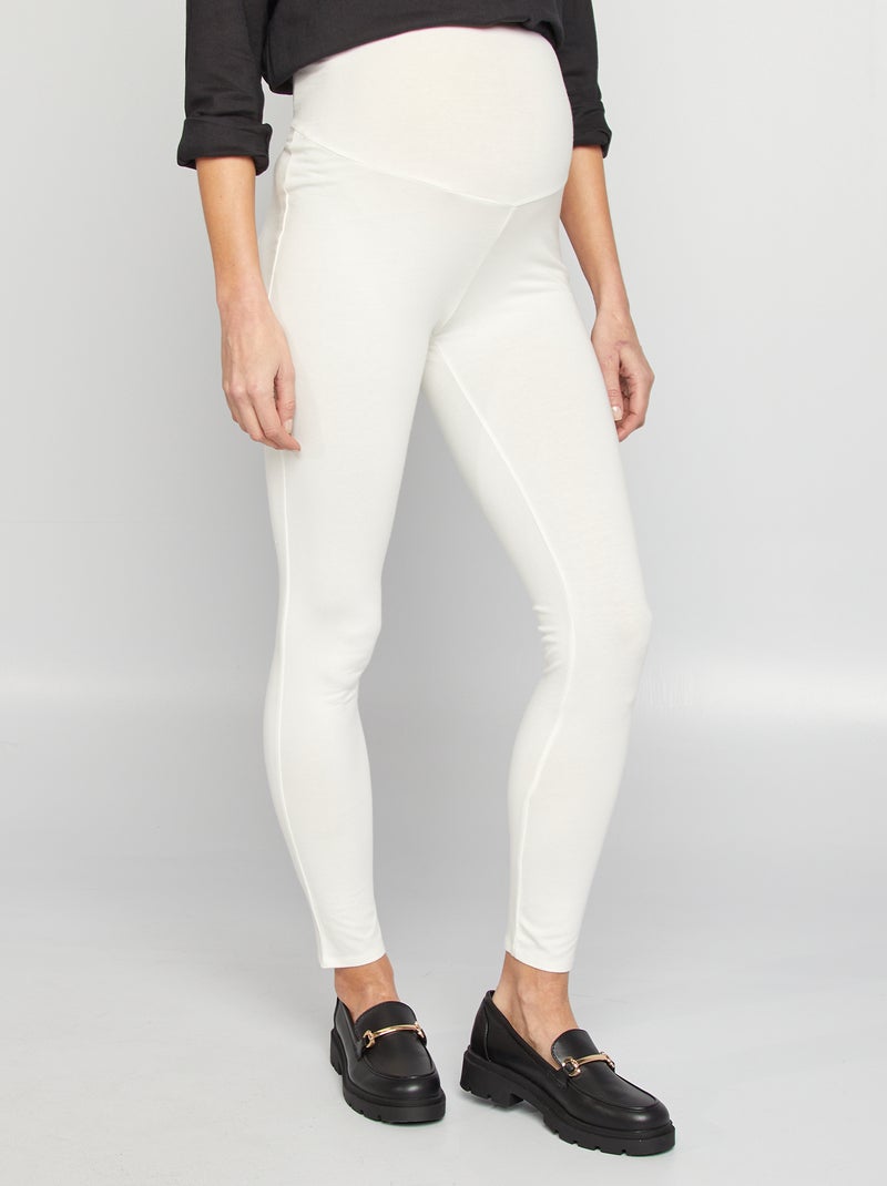 Lange unifarbene Umstands-Leggings aus Jersey Weiß - Kiabi