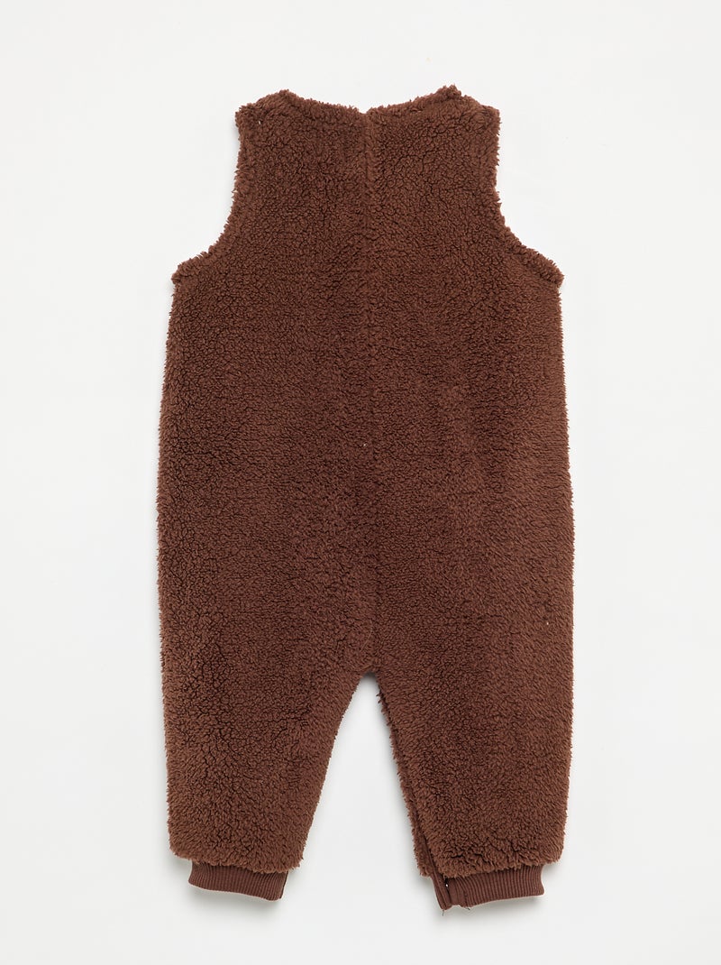Langer ärmelloser Overall aus Teddy-Stoff Marron - Kiabi
