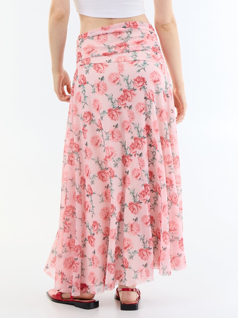 Langer, ausgestellter Rock mit Blumenmuster Rosa - Kiabi