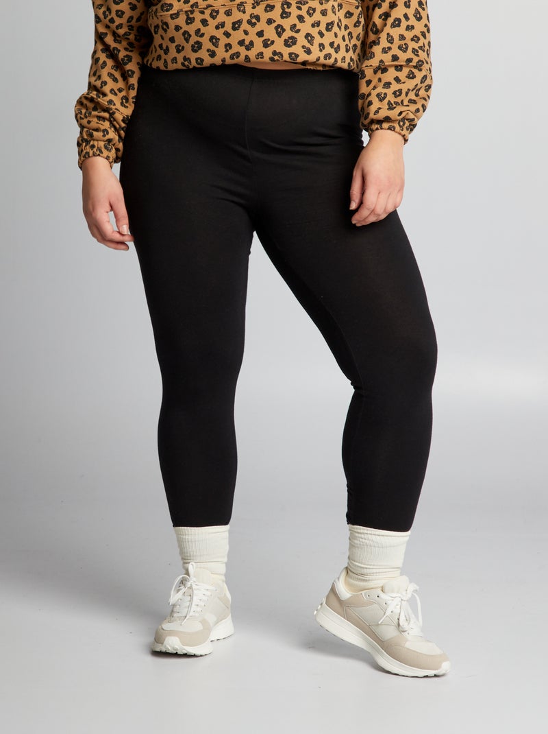 Langer Baumwoll-Legging Schwarz - Kiabi