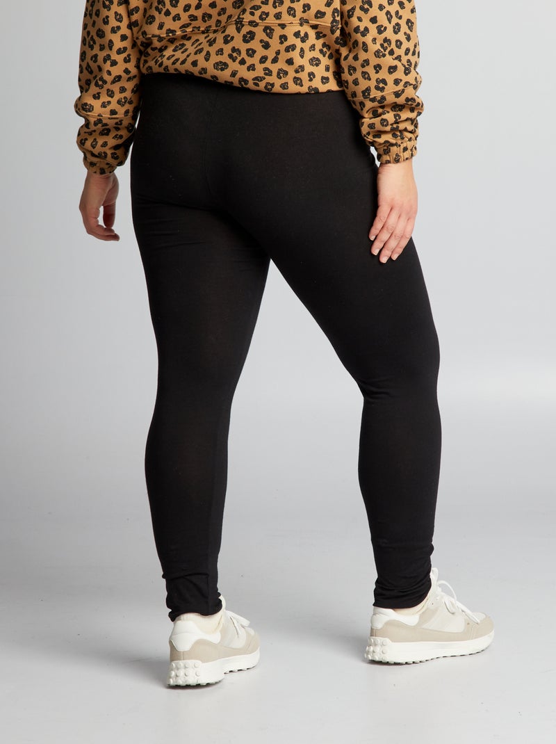 Langer Baumwoll-Legging Schwarz - Kiabi