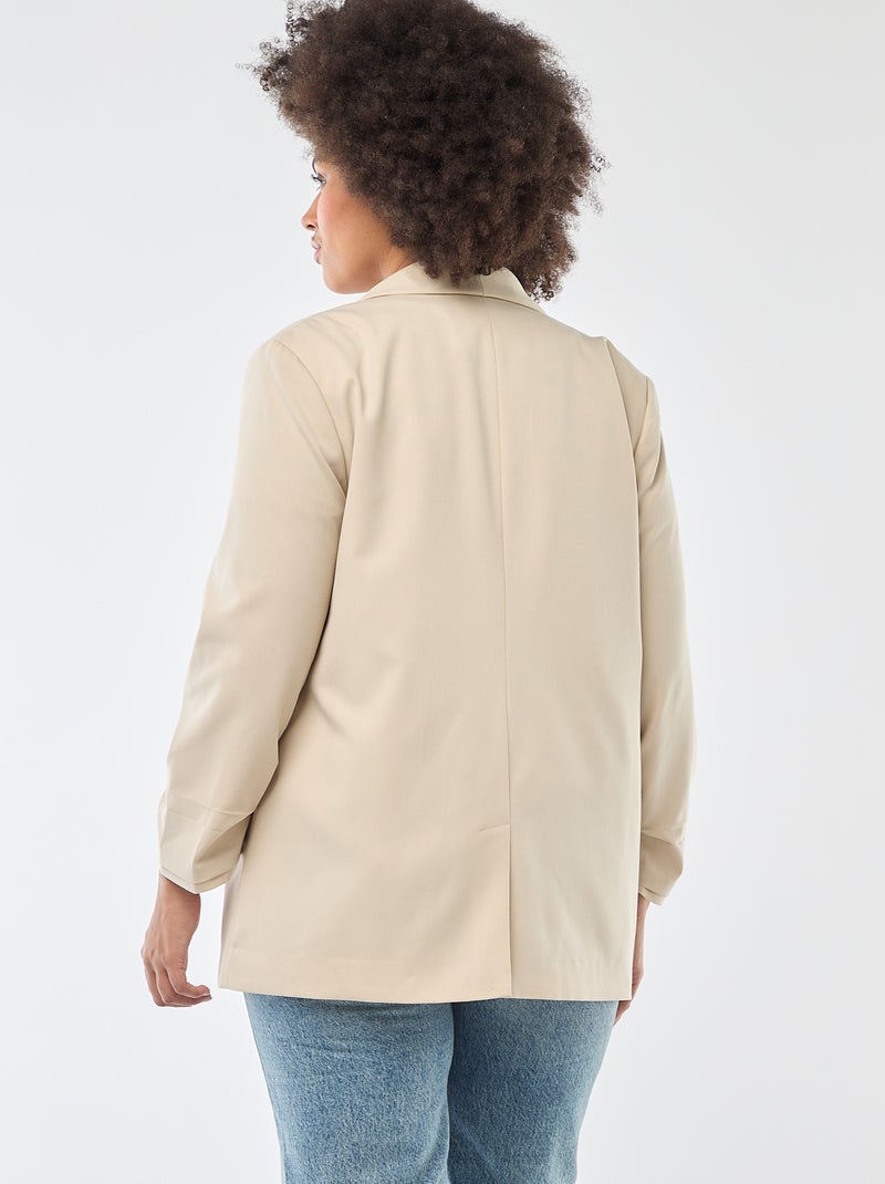 Langer Blazer mit Ärmeln im Krempel-Look Beige - Kiabi