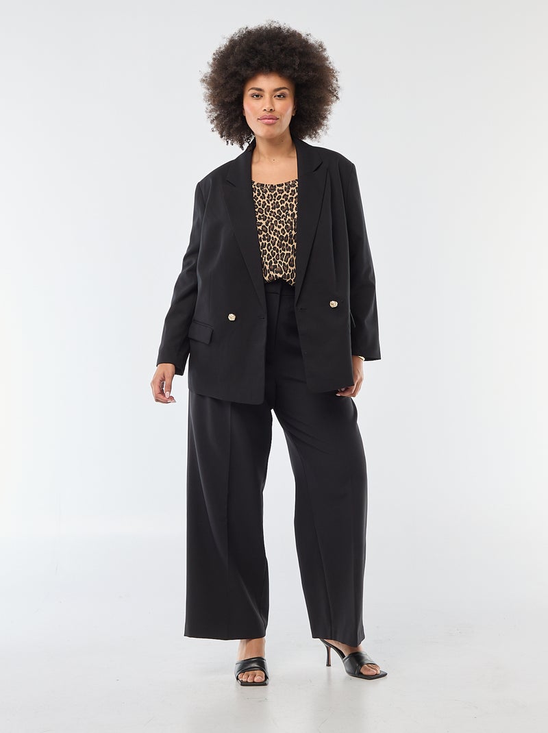 Langer Doppelreiher-Blazer Schwarz - Kiabi