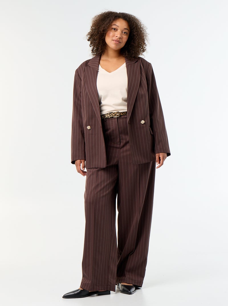 Langer doppelreihiger Blazer Marron - Kiabi