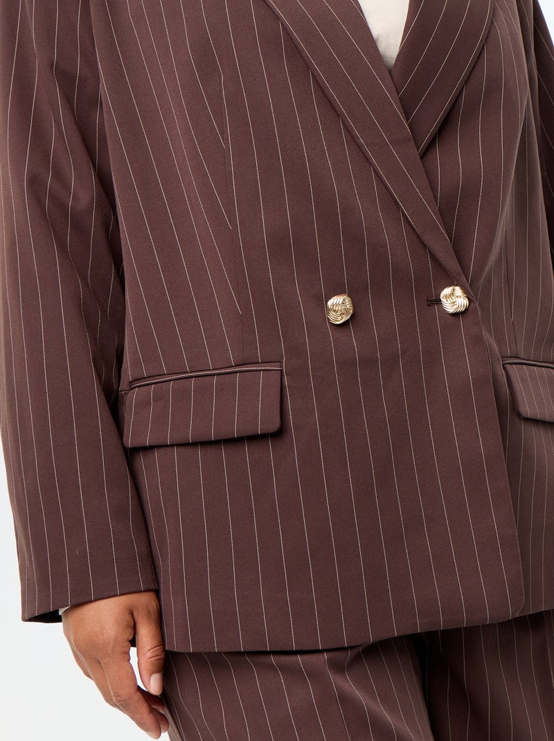Langer doppelreihiger Blazer Marron - Kiabi