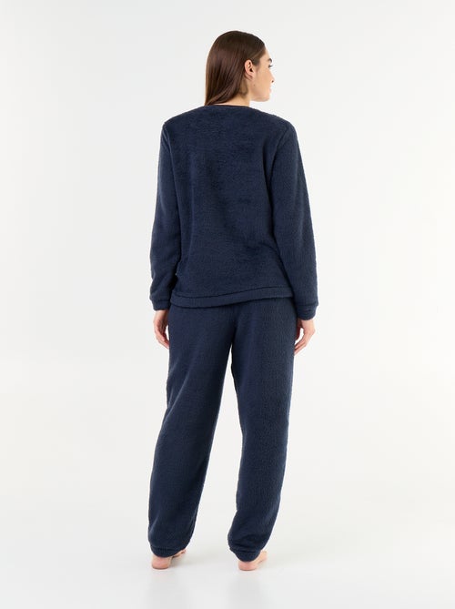 Langer Fleece-Pyjama, 2-teilig: T-Shirt und Hose - Kiabi