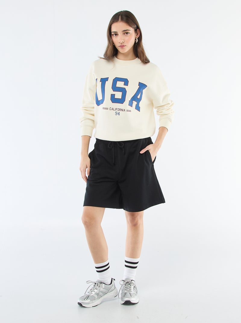 Langer French-Terry-Shorts Schwarz - Kiabi