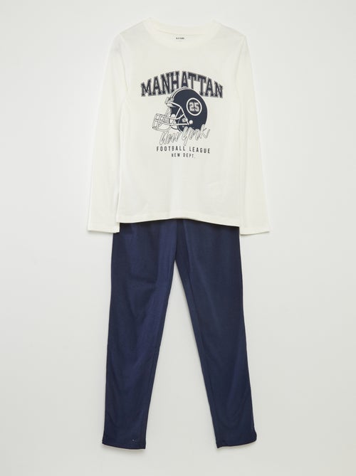 Langer Jersey-Pyjama mit Print – 2-teilig - Kiabi