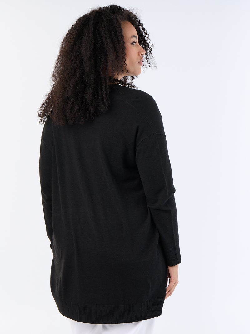 Langer offener Cardigan aus Feinstrick Noir - Kiabi