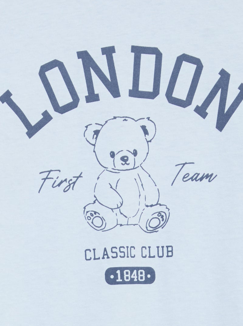 Langer Pyjama aus Baumwolljersey - 2-teilig Bleu - Kiabi