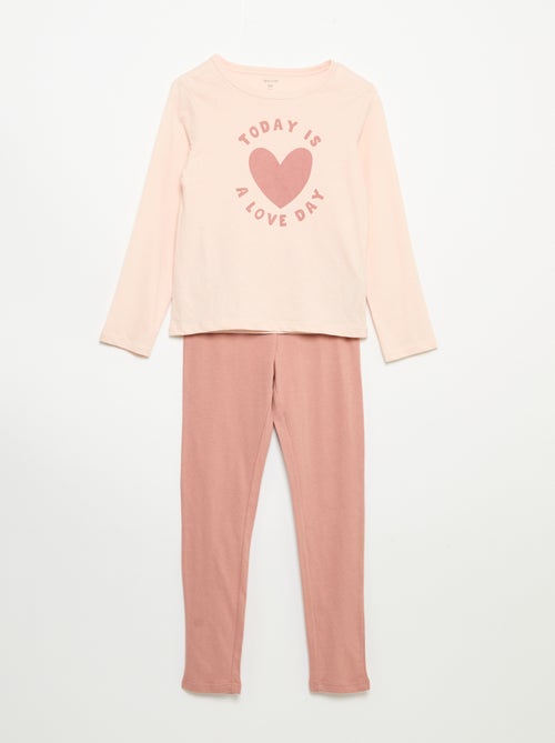 Langer Pyjama aus Baumwolljersey - 2-teilig - Kiabi