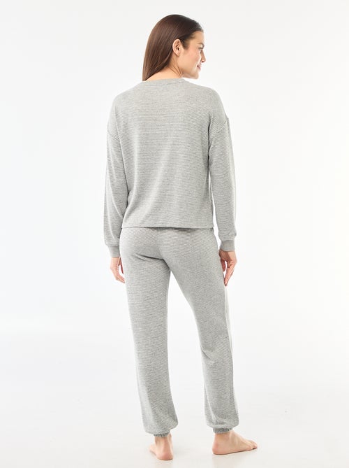 Langer Pyjama aus kuschelig warmem Strick – 2-teilig - Kiabi