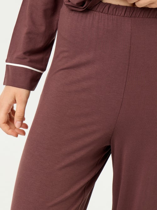 Langer Pyjama aus weichem Stretch-Strick - 2-teilig - Kiabi