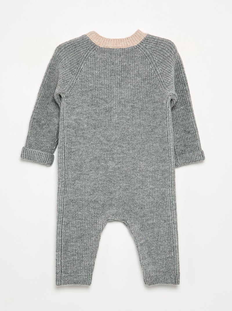 Langer Strick-Overall Grau - Kiabi
