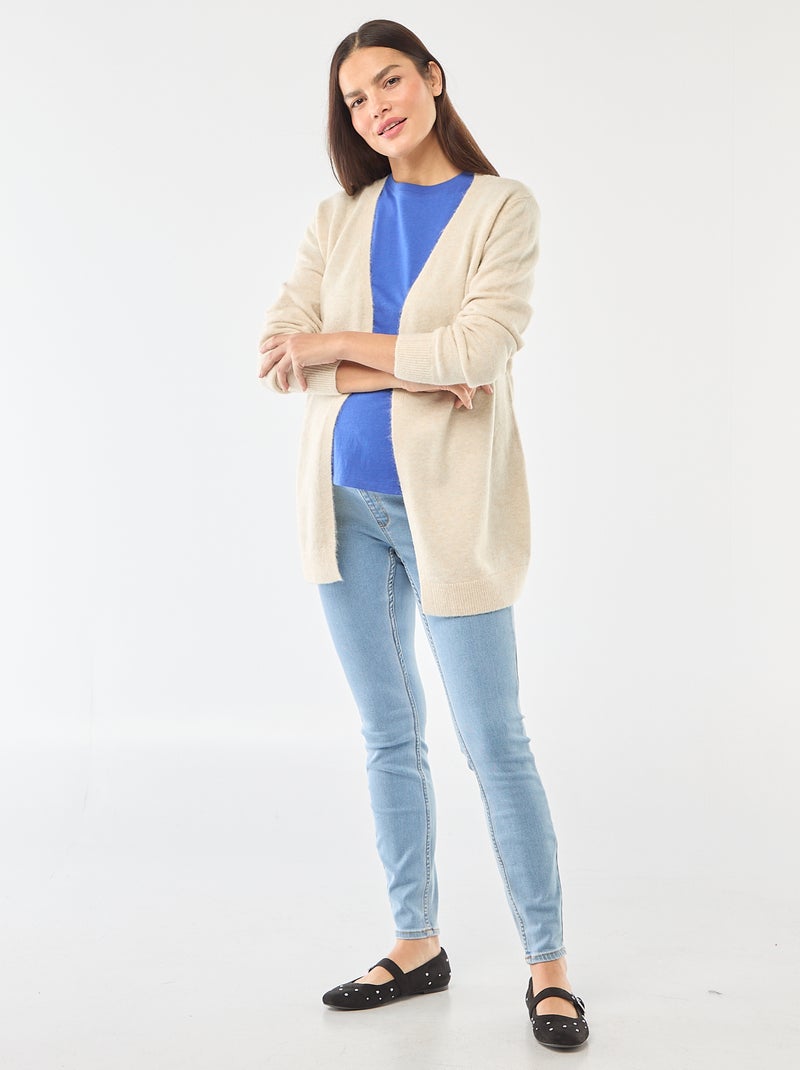 Langer Umstands-Cardigan mit Bindegürtel Beige - Kiabi