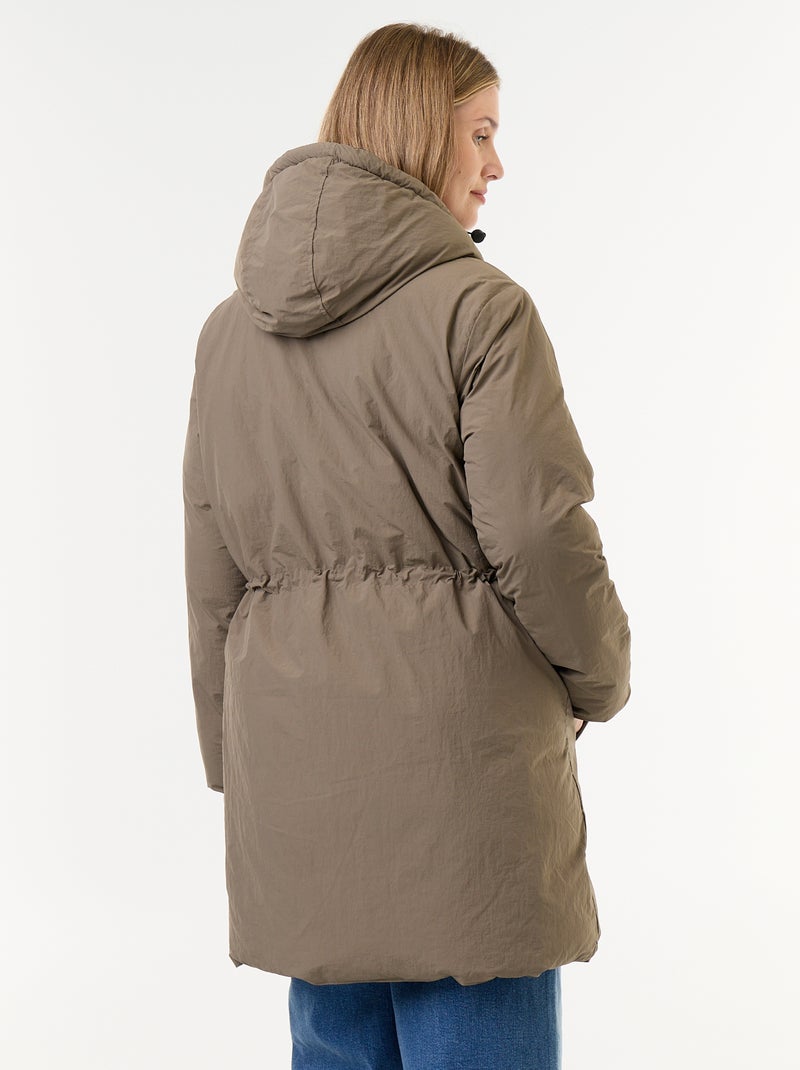 Langer wattierter Parka mit Kapuze Vert - Kiabi