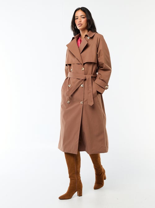 Langer zweireihiger Trenchcoat - Kiabi