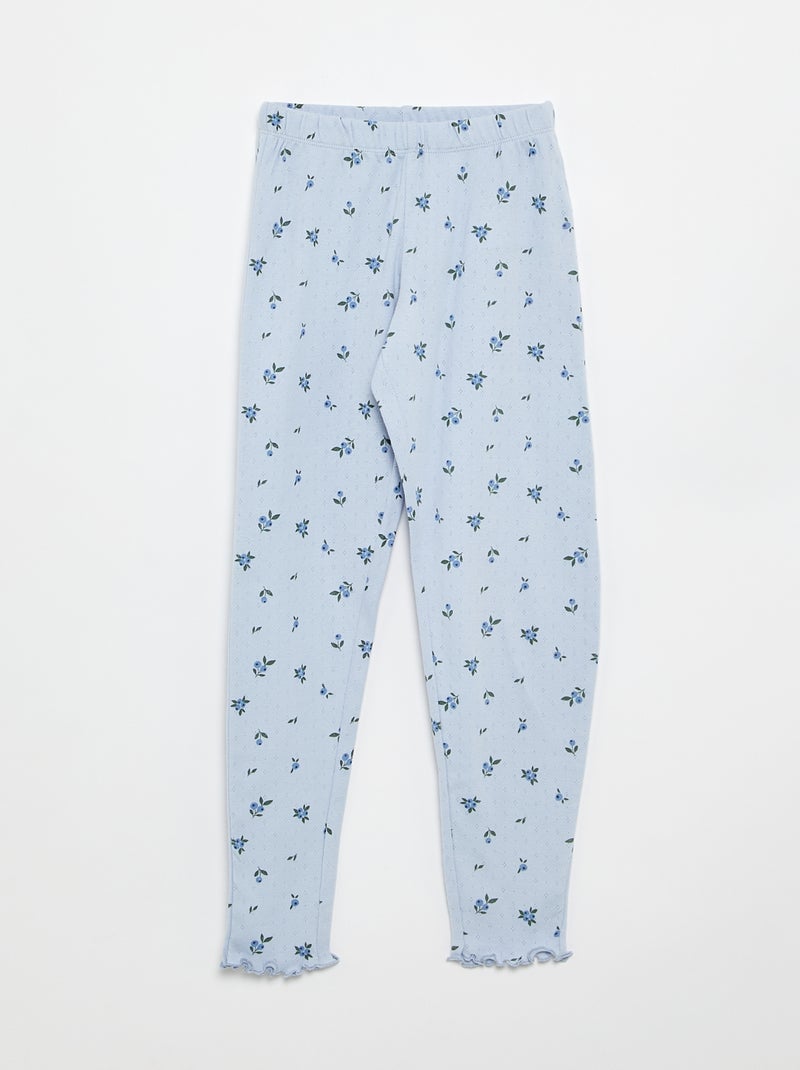 Langes 2-teiliges Pyjama-Set aus Pointelle-Strick Blau - Kiabi