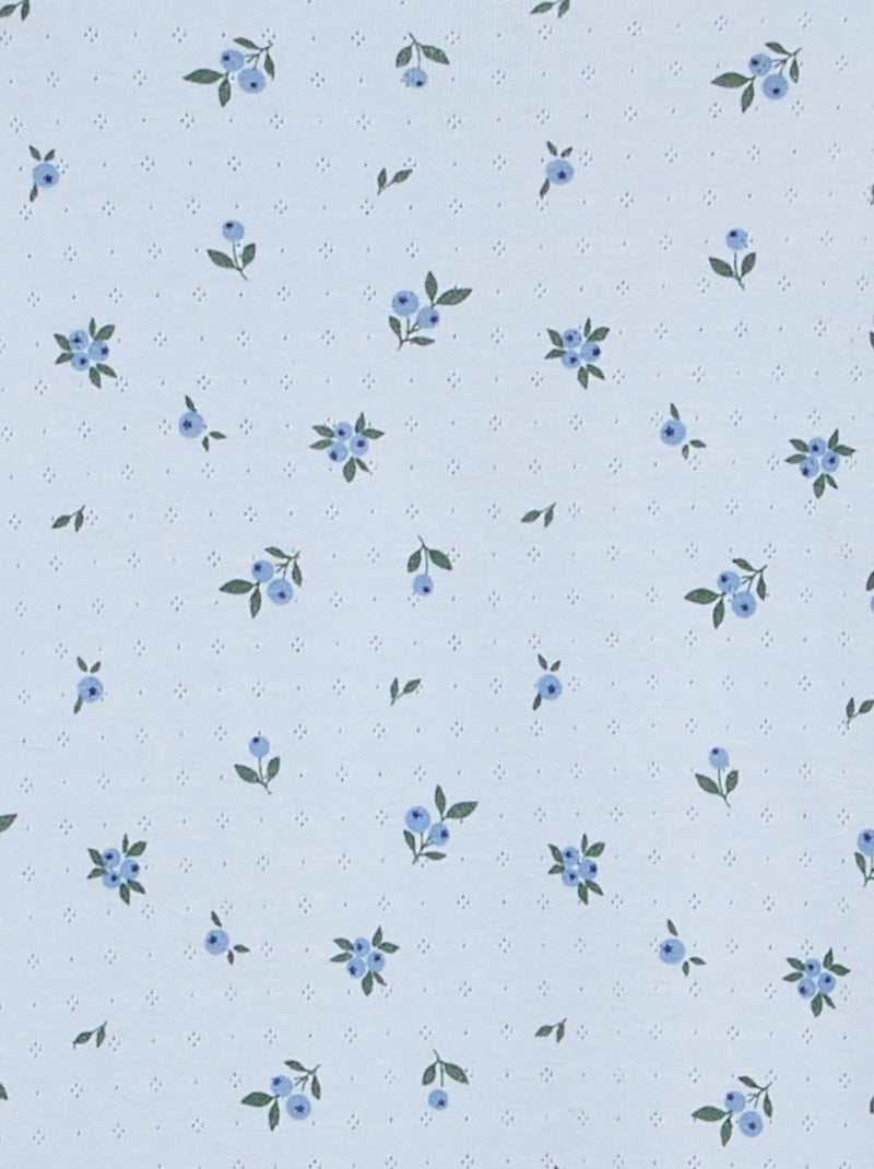 Langes 2-teiliges Pyjama-Set aus Pointelle-Strick Blau - Kiabi