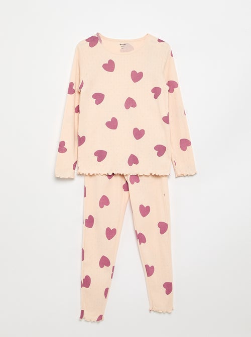 Langes 2-teiliges Pyjama-Set aus Pointelle-Strick - Kiabi