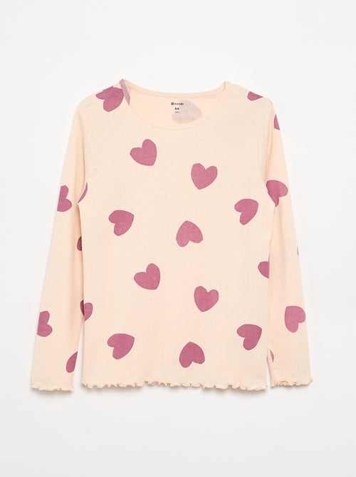 Langes 2-teiliges Pyjama-Set aus Pointelle-Strick - Kiabi