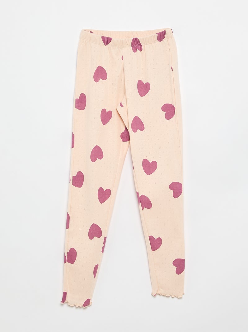 Langes 2-teiliges Pyjama-Set aus Pointelle-Strick Rosa - Kiabi