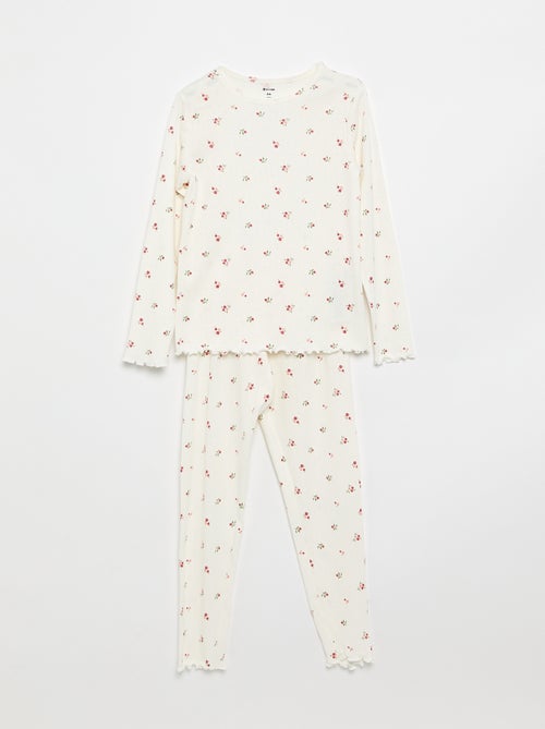 Langes 2-teiliges Pyjama-Set aus Pointelle-Strick - Kiabi