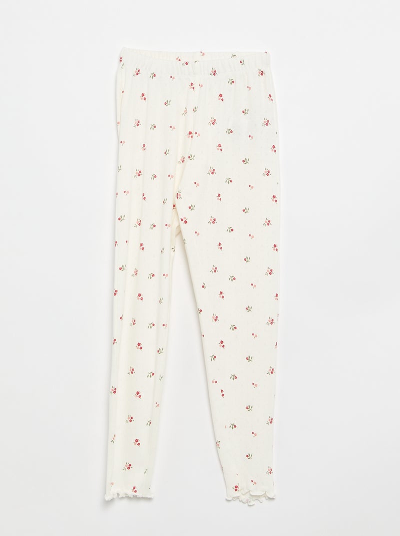 Langes 2-teiliges Pyjama-Set aus Pointelle-Strick Weiß - Kiabi