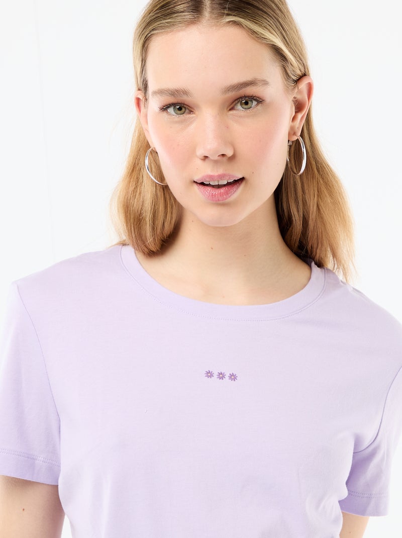 Langes 2-teiliges Pyjama-Set: T-Shirt und karierte Hose Lila - Kiabi