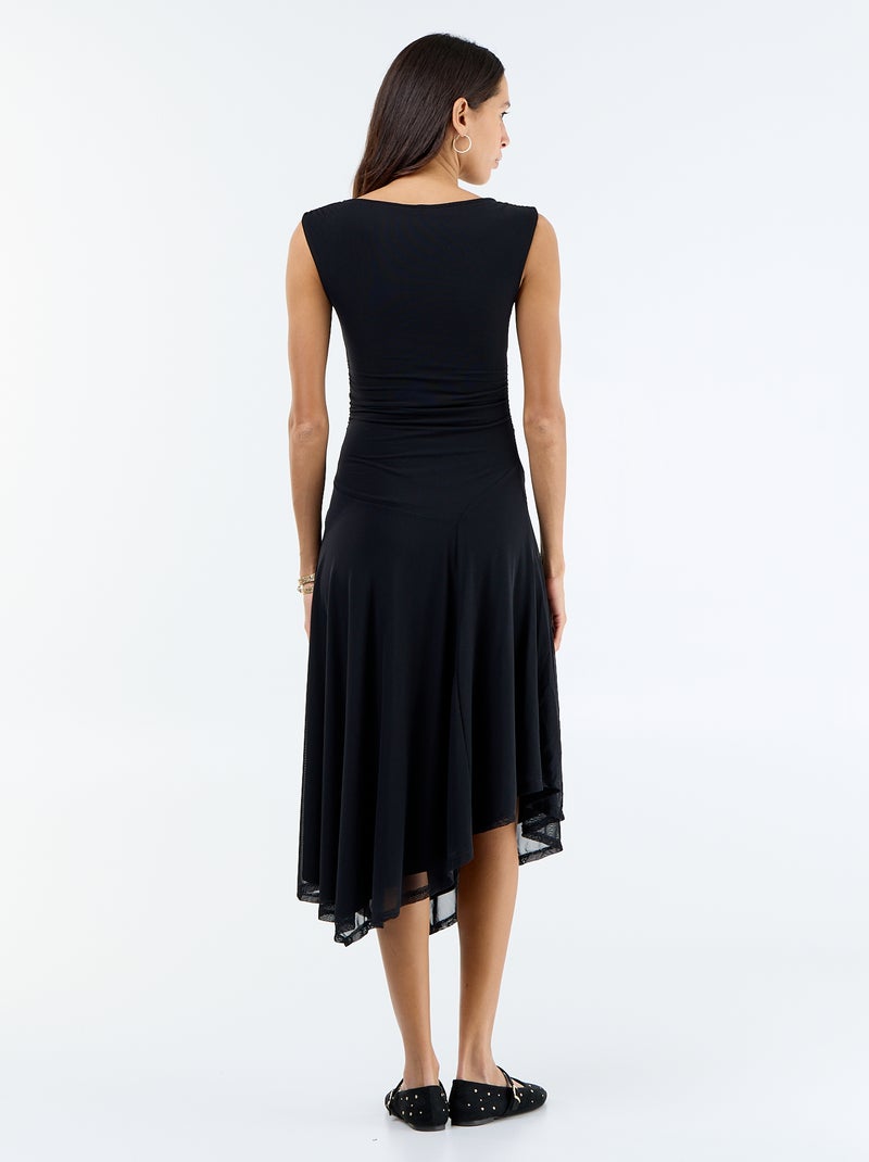 Langes ärmelloses Kleid mit asymmetrischem Saum Schwarz - Kiabi