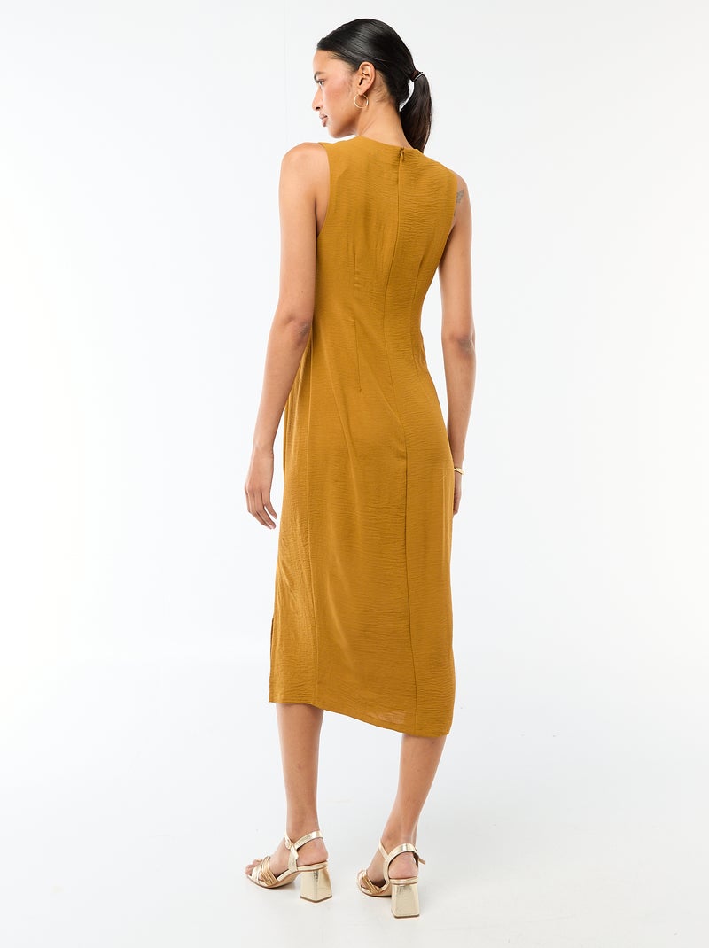 Langes ärmelloses Kleid mit Drapé-Effekt Braun - Kiabi