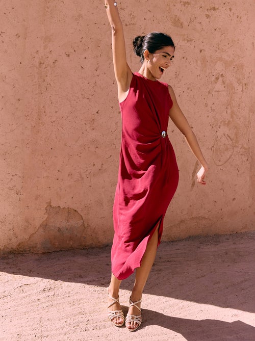 Langes ärmelloses Kleid mit Drapé-Effekt - Kiabi