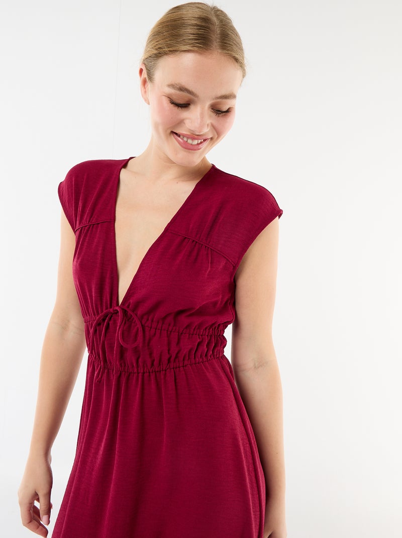 Langes ärmelloses Kleid mit Schleife Rot - Kiabi