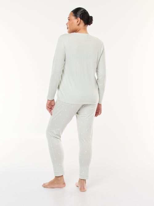 Langes bedrucktes Pyjama-Set - 2-teilig - Kiabi