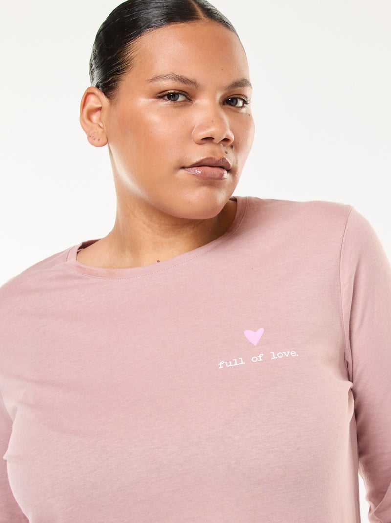 Langes bedrucktes Pyjama-Set - 2-teilig Rosa - Kiabi