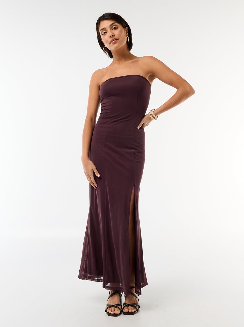 Langes Bustierkleid mit Schal Lila - Kiabi