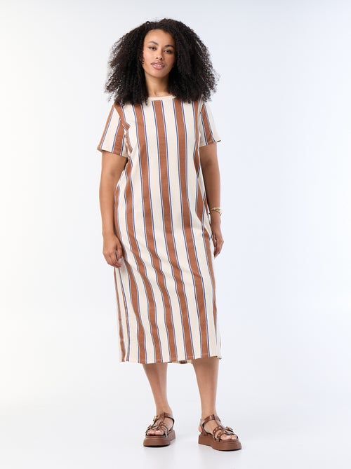 Langes, einfarbiges T-Shirt-Kleid - Kiabi