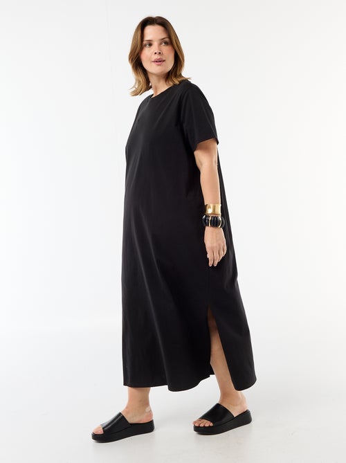 Langes einfarbiges T-Shirt-Kleid - Kiabi