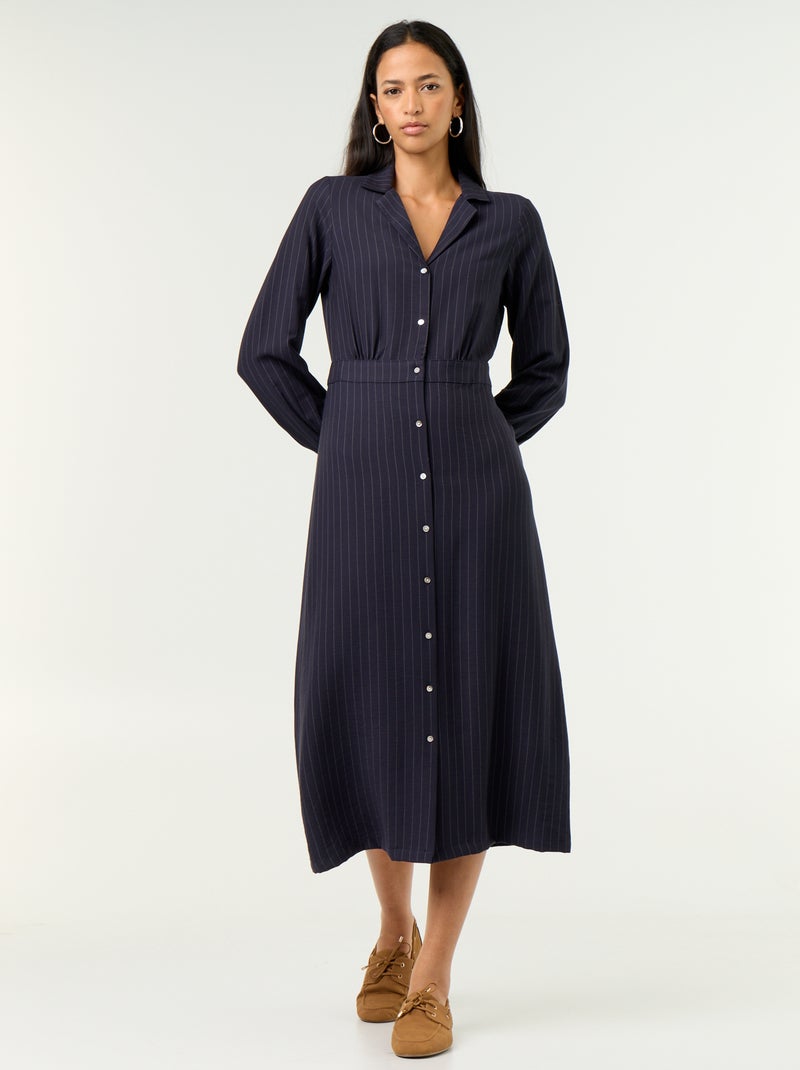 Langes Hemdblusenkleid Bleu - Kiabi