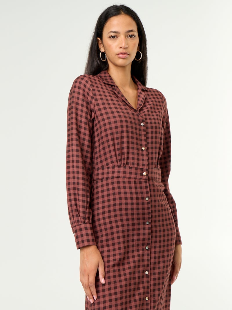 Langes Hemdblusenkleid Marron - Kiabi