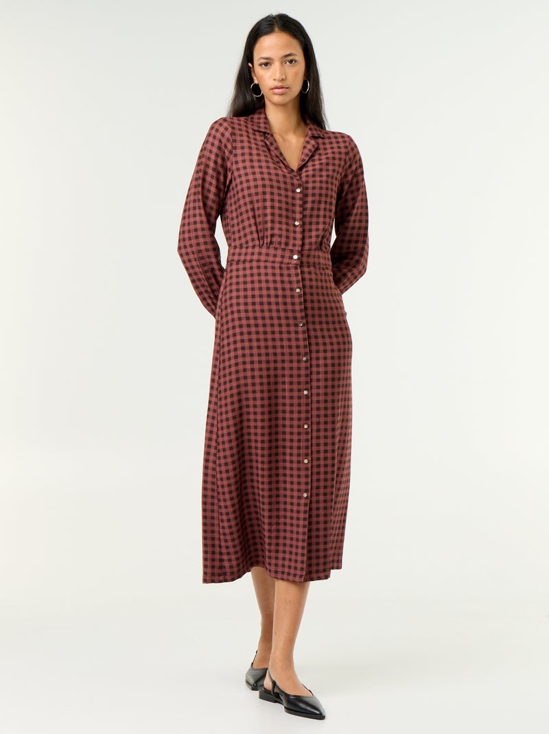 Langes Hemdblusenkleid Marron - Kiabi