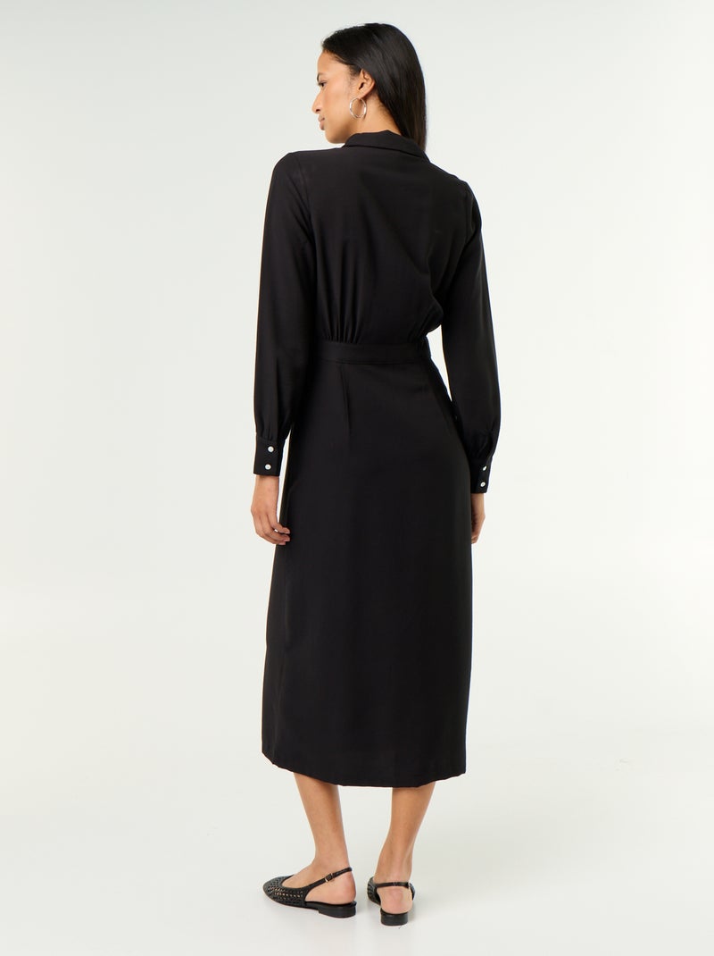Langes Hemdblusenkleid Noir - Kiabi